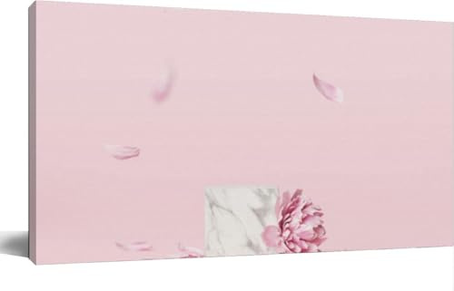3D display podium pastel pink flower Peony blossomCanvas Wall Art Large Framed Prints Pictures Wall Decor Posters Painting Artwork for Living Room Bedroom Kitchen Bathroom 20x40