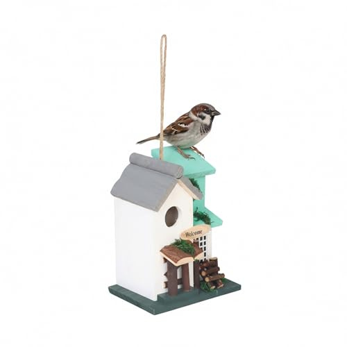 Relaxdays Deko Vogelhaus, Landhausstil, Holz, zum Aufhängen, Verschiedene Größen, Vogelvilla für Garten, Mehrfarbig