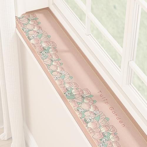 Cubierta for Alféizar De Ventana, Protector PU, Impermeable, A Prueba Polvo, Resistente Al Calor, Patrones Florales, Fácil Limpiar, Protección Y Decoración(Pink,39x8IN)