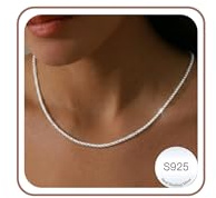 Aretas Sterling Silver Chain Necklace for Women, Womens Ladies 2.5mm S925 Solid Silver Thin Choker Box Chain Jewellery Gifts for Teen Girls Mum Daughter Auntie Niece Wife 18 Inch