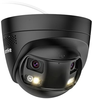 ANNKE 4K 8MP Dual-Lens PoE Security Camera Black, 180°Panoramic View | Smart Dual Light Color Night Vision, Two-Way Audio, Light & Sound Alarm, AI Human/Vehicle Motion Detection, IP67 Weatherproof