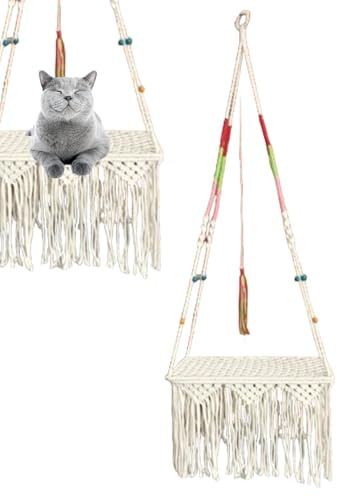 Generisch Hamaca para gatos Boho montada en la pared – colgante ligero | premium para ahorrar espacio para mascotas pequeñas, multiuso diario utility | Multiusos para exteriores e interiores