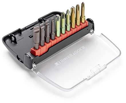 PB Swiss Tools Bit Satz PH Schlitz Pozidriv PB E6 986 | 100% Swiss Made | Bit Set mit 10 magnetischen PrecisionBits für Standard-Anwendungen in Industrie und Handwerk