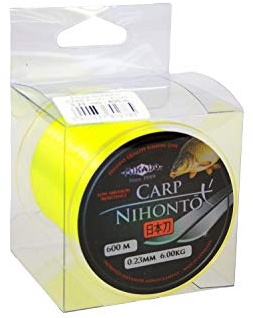 600m NIHONTO CARP Fluo gelbe monofile sehr Glatte Angelschnur Karpfenschnur Feederschnur erhältlich von Ø0,23 bis Ø0,40mm