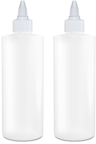BRIGHTFROM Twist Top Applicator Bottles, Squeeze 8 OZ Empty Plastic Bottles, Refillable, Open/Close Nozzle - Hair Coloring/Multi Purpose (Pack of 2)