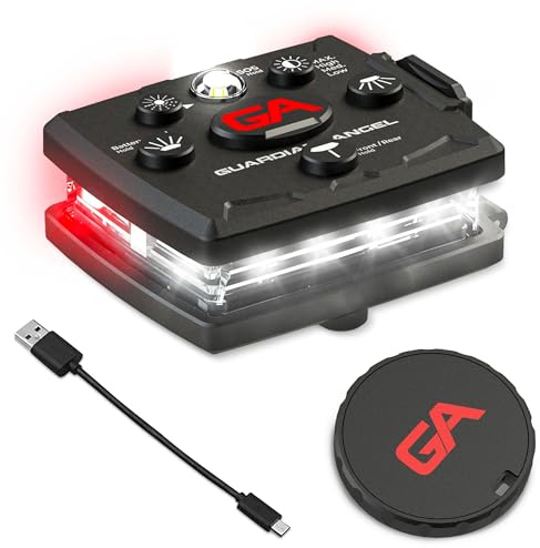 Guardian Angel Micro Series Safety Lights, (All White Front & Red Rear) | Rechargeable, Magnetic & Hands-Free Wearable LED Flashlight for Dog Walking, Cycling, Hiking, Camping & Fishing