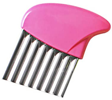 Taglierina per pieghe in acciaio inossidabile, affettatrice per frutta e verdura Utensile da taglio per gadget da cucina per patatine fritte Insalata di patate e carote (Rosa rossa)