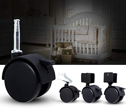 OITTo Caster Möbelrollen Nylonräder mit Bremse 50 mm Ersatz-Lenkrollen für Babybetten, 4er-Set