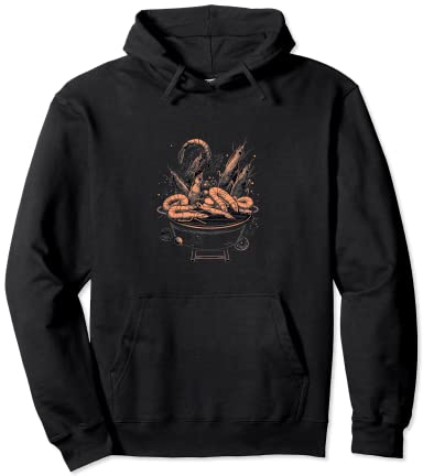 Brochettes de crevettes pour barbecue, fruits de mer Kawaii Sweat à Capuche