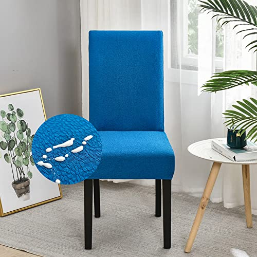 Odot Stuhlhussen Esstisch Mit 6 Stühlen Set Wasserdicht, Stretch Stuhlhussen Hussen Abnehmbarer Waschbarer Stuhlbezug Sesselbezug für Hotel,Bankett,Restaurant,Haus (6er Set,Blau)