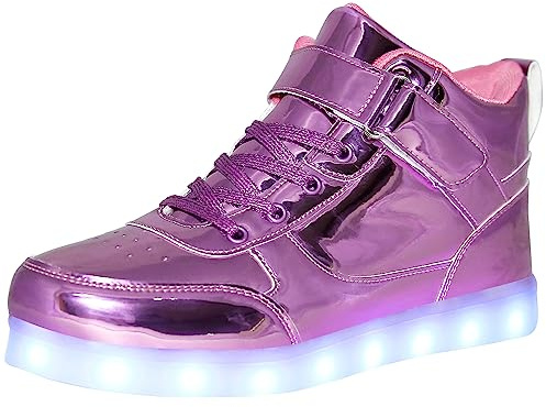 Chaussures lumineuses unisexes à LED avec chargement USB - Chaussures montantes pour homme et femme - Baskets clignotantes, violet, 36 2/3 EU