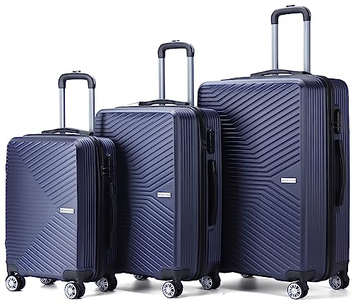 VERTICAL STUDIO 20 24 28 Koffer Reisekoffer 3er-Set Trolley Mehrteilig mit Ziffern Kofferschloss aus Kunststoff (ABS) Vier Rollen (Navy Alesund)