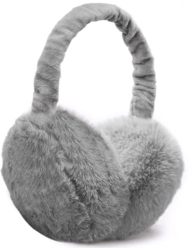UQTUKO Ohrenwärmer, Faltbare Winter Ohrenschützer Verstellbarer Plüsch Earmuffs Warme Kälteschutz Kalte Ohrenschützer für den Winter Reiten für Damen, Herren und Kinder (Grau)