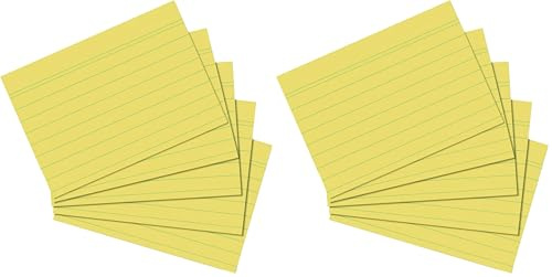 herlitz Karteikarte A5, liniert, gelb, 100 Stück (Packung mit 2)