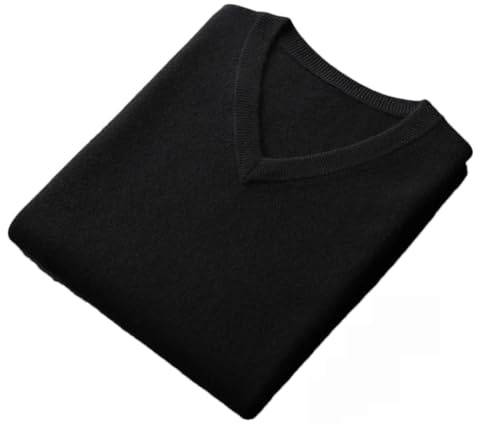 Dninmim - Chaleco de punto de cachemira para hombre, sin mangas, cuello en V, cálido, suelto, chaleco exterior, Negro, L