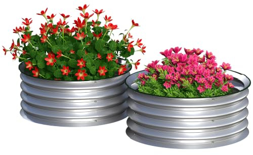 Outsunny Hochbeet aus Metall 2er Set Blumenkasten 60 x 60 x 30 cm Silber | Kräuterbeet, Pflanzkasten mit Offenem Boden, Gemüsebeet für Garten, Balkon