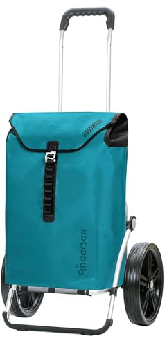 ANDERSEN Einkaufstrolley - Royal Shopper Ortlieb Petrol | mit Kugellagerrädern, große Räder, 29 cm, aus Alu, bis 50 kg - Tasche verschweißt, wasserdicht, Innenfach, 49 L
