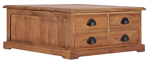BUKSCYJS Couchtisch kleine Zimmer, Sofatisch, Wohnzimmertisch Couchtisch 68 x 68 x 30 cm Teak MassivholzFür Wohnzimmer, Schlafzimmer, Büro, Eingang, Korridor