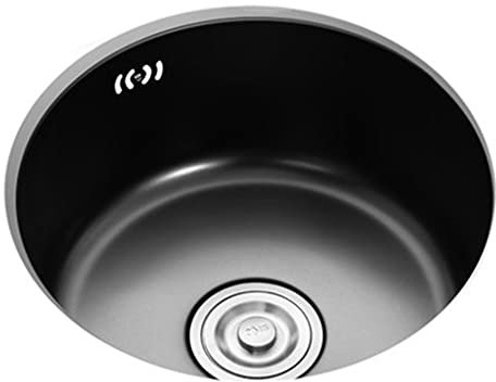 Lavandino della Cucina. Lavabo a Vasca Singola Profonda in Acciaio Inossidabile 304 Nero, lavello Nero, Installazione da Incasso o sottopiano (Dimensioni : 41x41cm)