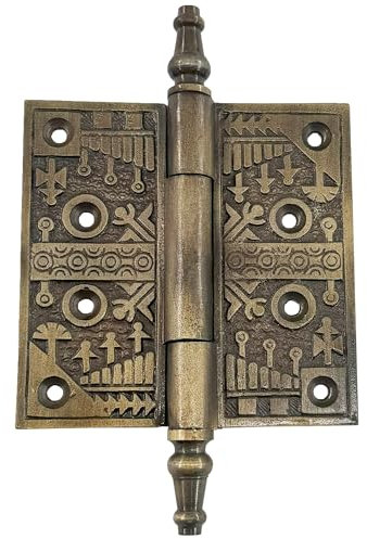Dekoratives antikes Türscharnier, 16,5 cm, schwere Gusseisen-Bronze, Vintage-Stil, Ornamentbeschläge (2)