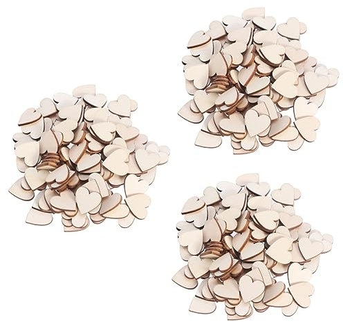 VILLCASE 300stücke Blanko Holzscheiben Herzform Für Bastelprojekte Natürliche Holzfarbe Für Dekoration Scrapbooking Und