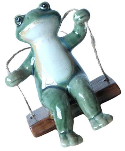 SEWOART Schöne Schwingende Froschfigur Garten-deko Simulierter Frosch Schmuck Ornament Keramik Froschmodell