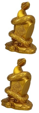 BESPORTBLE 2st Schlangen-Ornamente Aus Kunstharz Schlangenstatue Schnitzen Schlangen-reichtumsfigur Falsche Schlange Kleine Schlangenfigur-skulptur Retro-schlangenstatue Harzdekor Golden