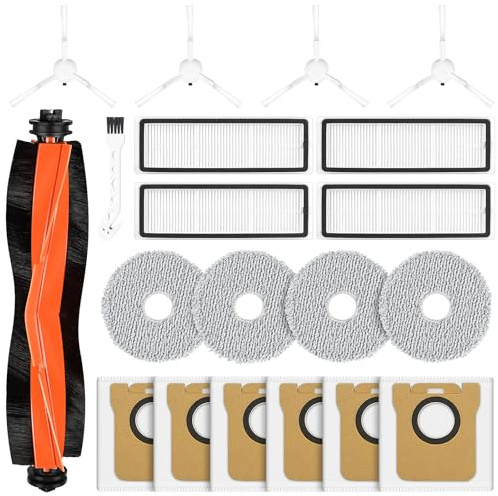 Alloytool 20 Pièces pour Xiaomi X20+ Robot Aspirateur | 1 Brosse Principale, 4 HEPA Filtres, 4 Chiffons, 6 Sacs à poussière, 4 Brosses latérales,1 Brosse de Nettoyage