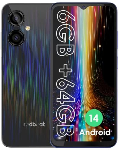 redbeat Smartphone Android débloqué, écran HD de 6,52 Pouces | 4 Go de RAM, 64 Go Extensibles | Appareil Photo 13 Mpx + 5 Mpx | Batterie 5000 mAh | Double SIM 4G | Android 14 | Bluetooth 5.0 | Noir
