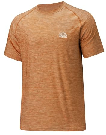 WILLIT T-shirt de natation UV UPF 50+ pour homme, à séchage rapide, léger, à manches courtes, respirant, pour l'extérieur, la pêche, le surf, la randonnée, la course à pied, Orange incolore, 3XL