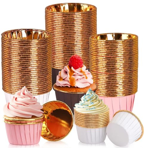 Lot de 150 caissettes à cupcakes en papier sulfurisé pour gâteaux, muffins pour anniversaire, fête de mariage (3 couleurs)