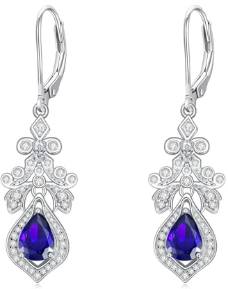 Althum Edelstein Ohrringe für Damen 925 Sterling Silber 6mm x 8mm Birnenschliff Geburtsstein Ohrhänger