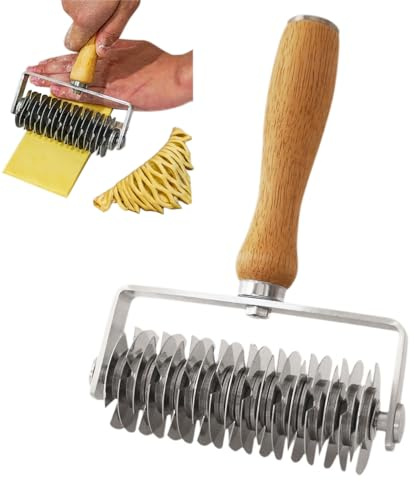 Proshopping Lattice Cutter Pastry Tool, Stainless Steel Pastry Lattice Roller Cutter Wood Handle for Dough Pie Pizza Crust Bread Beef Wellington, Time-Saver Baking Tools