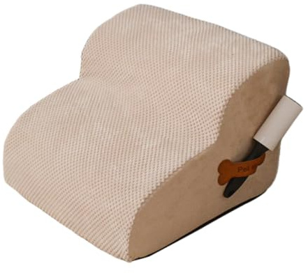 Gralara Hundetreppe Haustiertreppe, 2 Stufen Hunderampe für Kleine Hunde Ältere Hunde, rutschfeste Haustiertreppe, Hochdichtem Schaumstoff für Couch Sofa mit Waschbarem Bezug, Beige