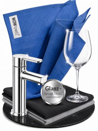 Wowtowelz Streifenfreier Glanz in Sekunden - Mikrofasertücher für Küche, Fenster, Bad, Glas & Auto - Fenstertuch Streifenfrei, Poliertücher, Putzlappen (3er Set - 40x40 cm)