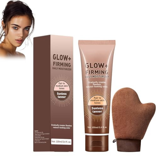 Autoabbronzante Viso E Corpo, Perfect Body Tanning Cream, Abbronzante Corpo, Gradual Tanning Lotion Skin Illuminator, Smooth Streak-Free Finish For All Skin Types, Include 1 Guanti