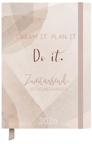 Buchkalender Jahresbegleiter Plan it - Kalender 2026 - Korsch-Verlag - Eine Woche auf 2 Seiten - Terminplaner - 13 cm x 18,5 cm