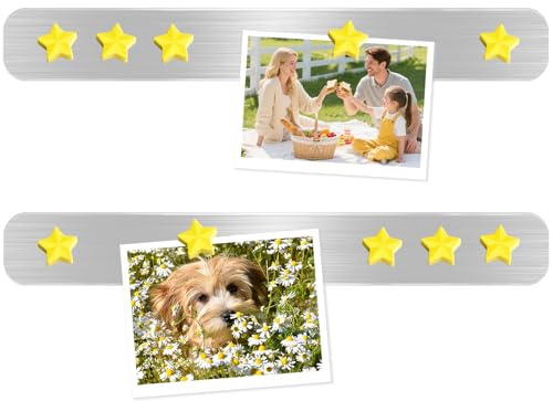 DUJEQM Magnettafel Memotafel Selbstklebend, 2 Stück 4.77x30.77cm Magnetleiste mit 10 Gelb Magnete - Magnetstreifen für Memoboard, Pinnwand - Metallleiste Magnetboard für Dokumente, Kalender & Fotowand