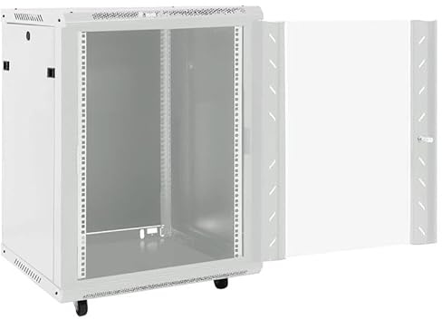 Armoire réseau 15U sur roulettes 19 IP20 60 x 45 x 86 cm en acier laminé à froid et verre – Armoire serveur robuste pour systèmes de stockage réseau, idéale pour les salles informatiques et les