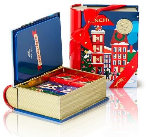 Venchi, Mini Libro Blu Natale con Cioccolatini Granblend Assortiti, al Latte e Extra Fondente 75%, Edizione Limitata, 126 Gr, Senza Glutine, Senza Coloranti e Conservanti, Idea Regalo