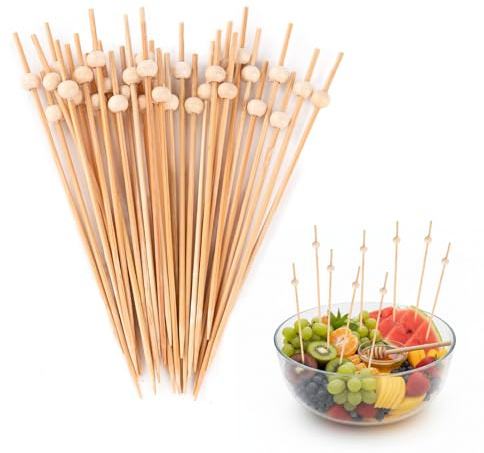 Holzspieße Spieße 100Stk Cocktailspieße, Spiesse für Snacks Fingerfood Cocktail Deko Partyspieße Bowle Piekser Obstspieße Kinder 12CM