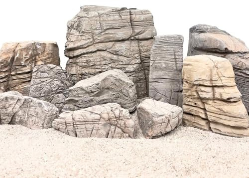 AquaOne Aquariumsteine Sandwüsten Gestein I Natursteine 10 kg Mix Größe M-L I Steine für Aquascaping I Authentische Dekoration für Sandwüsten-Aquarien