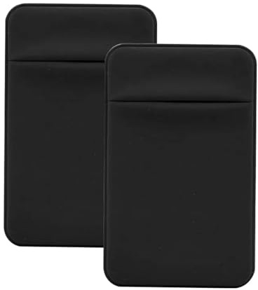 Phone Card Holder, 2Pcs Self Adhesive Cell Fabric Phone Pocket | Slim Black Cards Pocket with Stretchy Fabric, Smartphone Card Holder Stick on Wallet for Smartphones