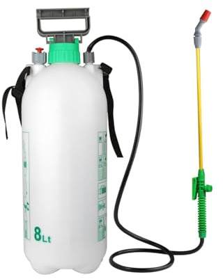 Daimann - 8 liters tryckspruta med justerbar axelrem och lans för trädgårds-, grönsaks- och trädgårdsspruta och skadedjursbekämpning med manuell sprutpump