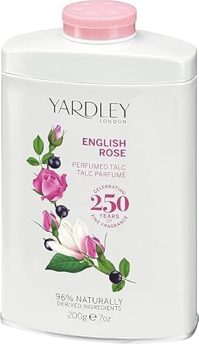 Vellomart Yardley London English Rose Perfumed Talc for Her 200g – Long-Lasting Fragrance, Softening Body Powder, Luxurious Skincare