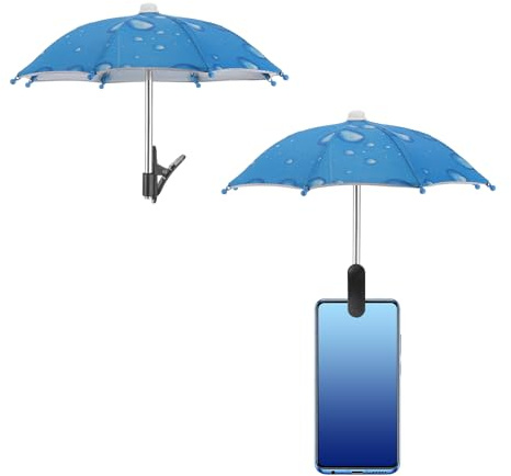 sourcing map Phone Umbrella - Adjustable Cell Phone Umbrella Sun Shade with Stable Clip Universal Mini Cellphone Shade Cover for Beach/Pool/Outdoor, Blue