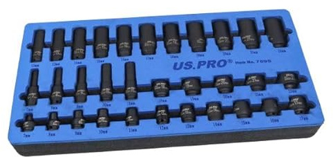 US PRO Tools 32pc 3/8 Dr 6pt Deep & Shallow Impact Socket Set 7-22mm 7595