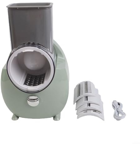 ZiStarlilife Cortador de verduras giratorio eléctrico 3 en 1, cortador automático con 3 cuchillas para cortar rápidamente en dados, cocina, preparación de alimentos, color blanco (verde)