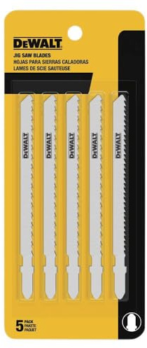 DEWALT DW3750-5 4-Inch 6 TPI Fast Wood Cut Cobalt Alloy Steel Steel T-Shank Jig Saw Blade (5-Pack)