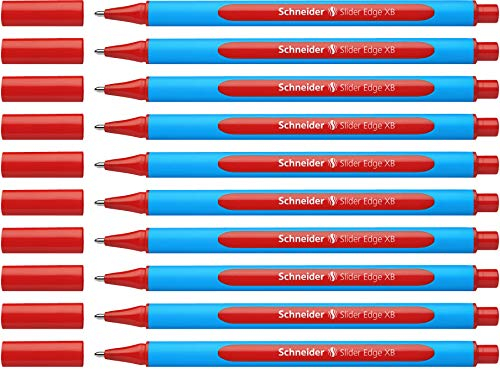 Schneider 152202 Slider Edge XB Kugelschreiber (Strichstärke: XB, dokumentenecht, Dreikant-Stift) 10er Packung rot